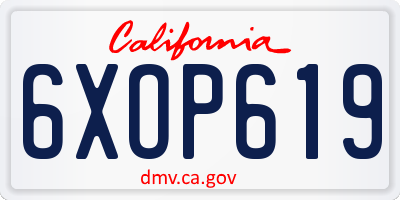CA license plate 6XOP619