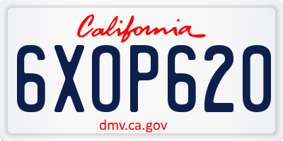 CA license plate 6XOP620