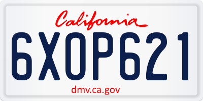 CA license plate 6XOP621