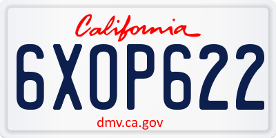CA license plate 6XOP622