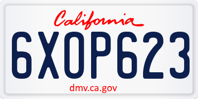 CA license plate 6XOP623
