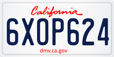 CA license plate 6XOP624