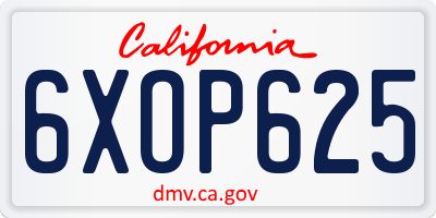 CA license plate 6XOP625