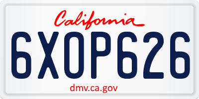 CA license plate 6XOP626