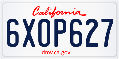 CA license plate 6XOP627