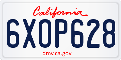 CA license plate 6XOP628