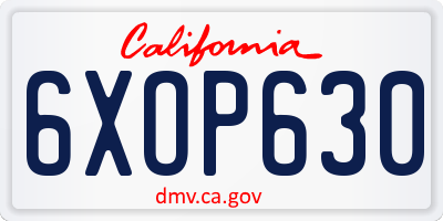 CA license plate 6XOP630