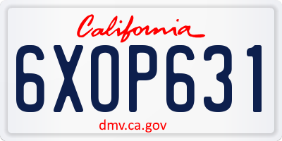 CA license plate 6XOP631