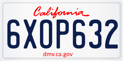CA license plate 6XOP632
