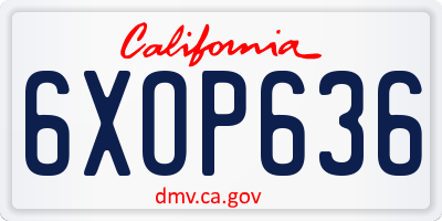 CA license plate 6XOP636