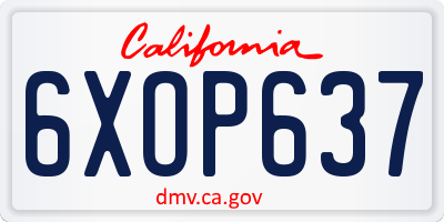 CA license plate 6XOP637