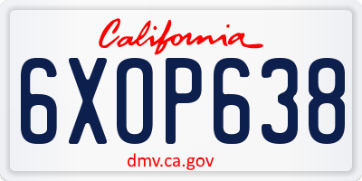 CA license plate 6XOP638