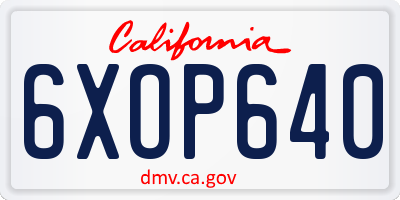CA license plate 6XOP640