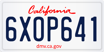 CA license plate 6XOP641