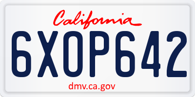 CA license plate 6XOP642
