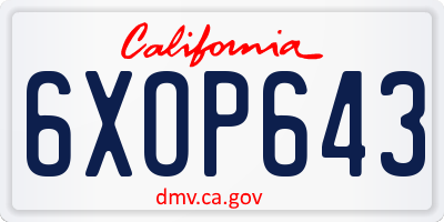 CA license plate 6XOP643