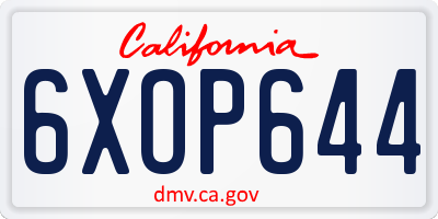 CA license plate 6XOP644