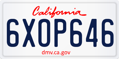 CA license plate 6XOP646