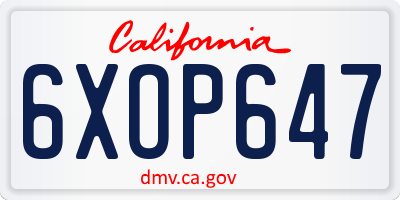 CA license plate 6XOP647