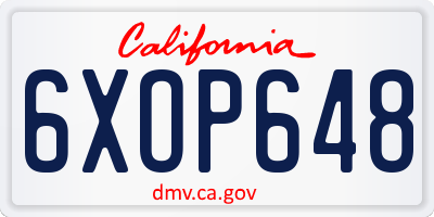 CA license plate 6XOP648