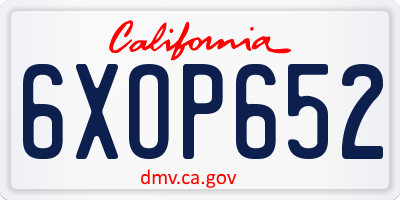 CA license plate 6XOP652