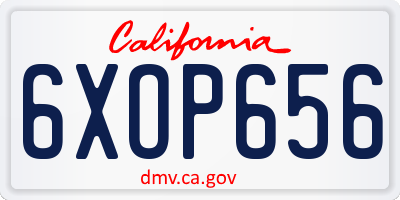CA license plate 6XOP656