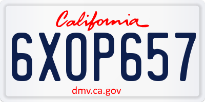 CA license plate 6XOP657