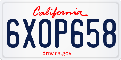 CA license plate 6XOP658