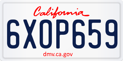 CA license plate 6XOP659