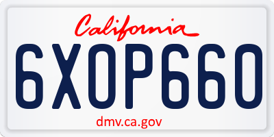 CA license plate 6XOP660