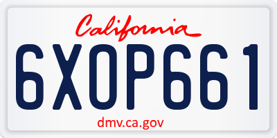 CA license plate 6XOP661