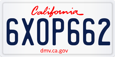 CA license plate 6XOP662