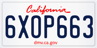 CA license plate 6XOP663