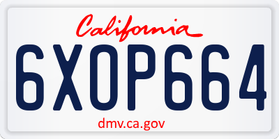 CA license plate 6XOP664
