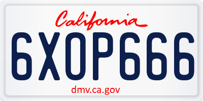 CA license plate 6XOP666