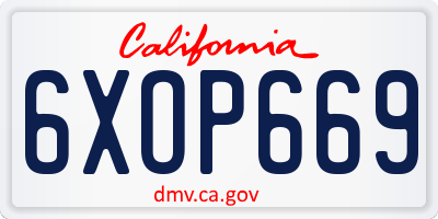 CA license plate 6XOP669