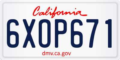 CA license plate 6XOP671