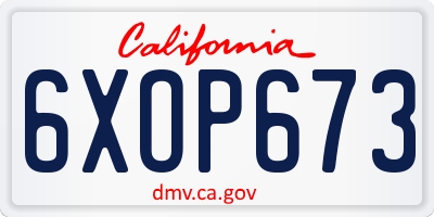 CA license plate 6XOP673