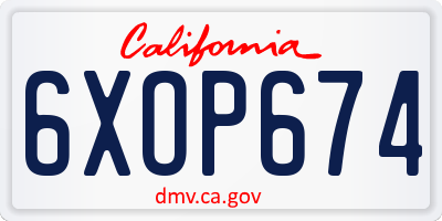 CA license plate 6XOP674