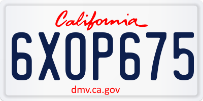 CA license plate 6XOP675