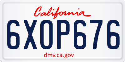 CA license plate 6XOP676
