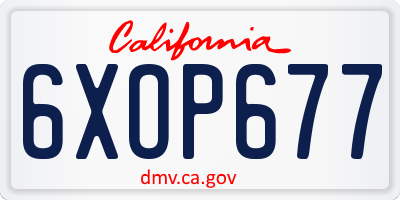 CA license plate 6XOP677