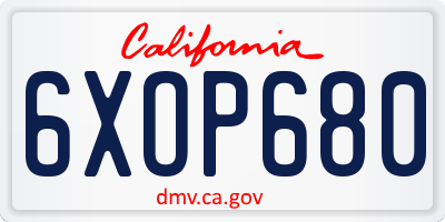 CA license plate 6XOP680