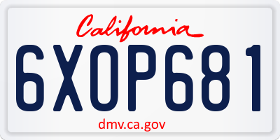 CA license plate 6XOP681