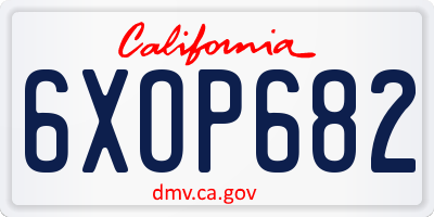 CA license plate 6XOP682