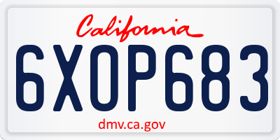 CA license plate 6XOP683