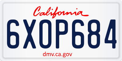 CA license plate 6XOP684