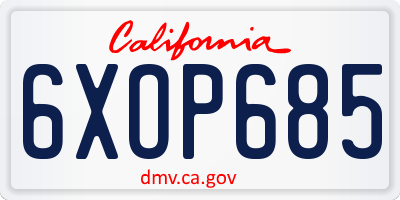 CA license plate 6XOP685