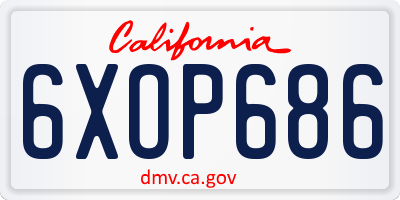 CA license plate 6XOP686