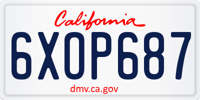 CA license plate 6XOP687